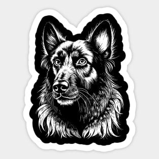 German shepherd dog head drawing black and white Sticker